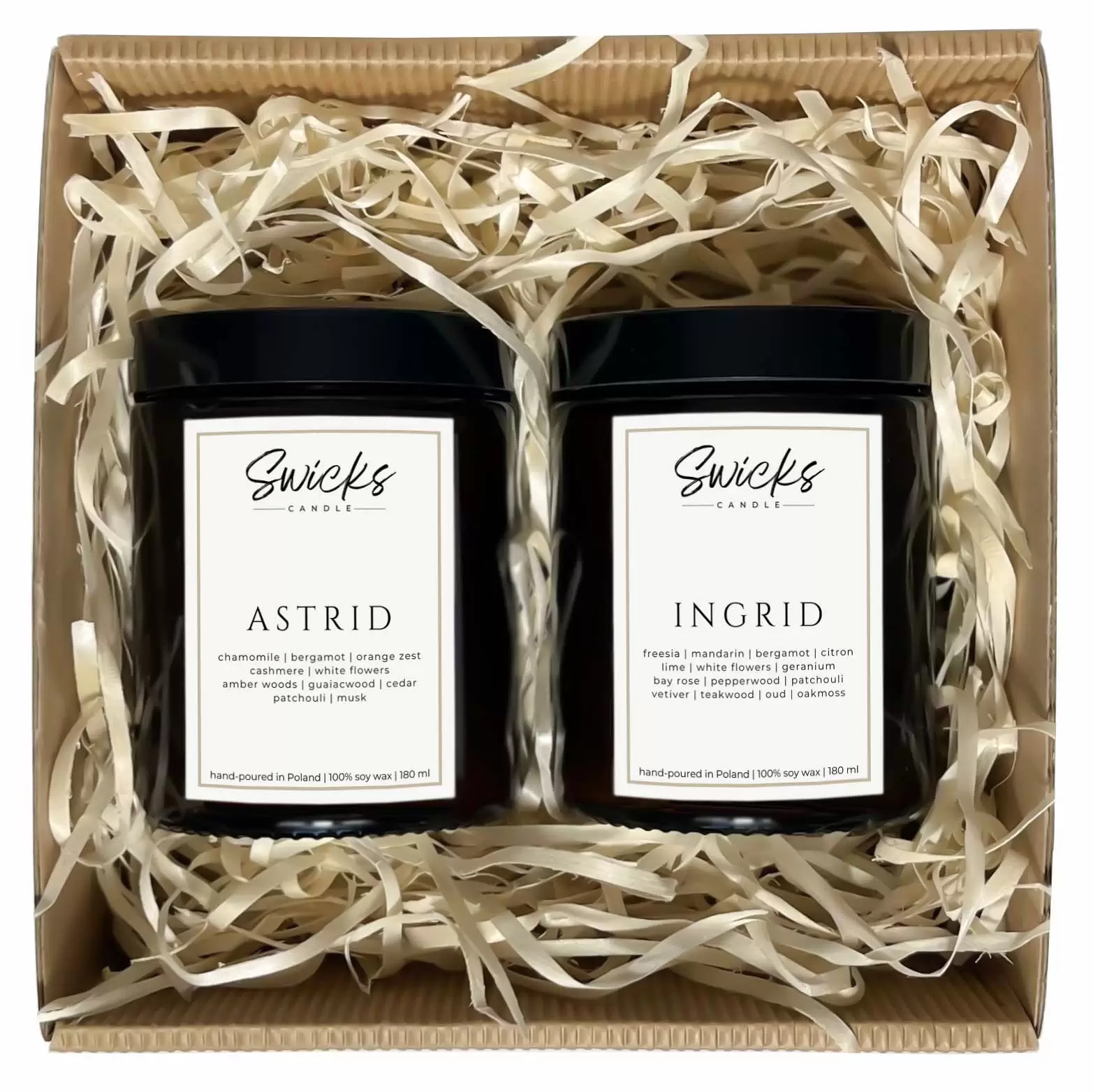 Zestaw świec 2x180ml | dowolny zapach | brązowe pudełko