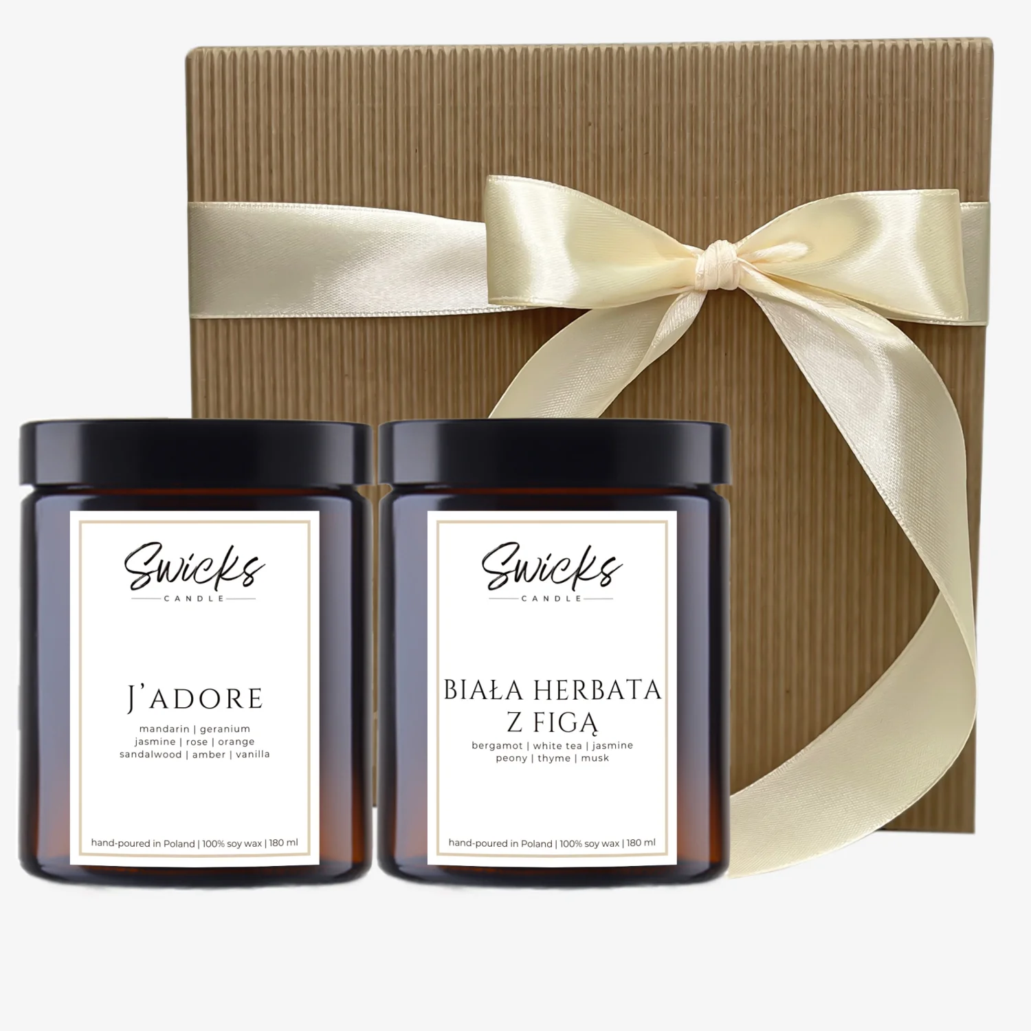 Zestaw świec 2x180ml | dowolny zapach | brązowe pudełko
