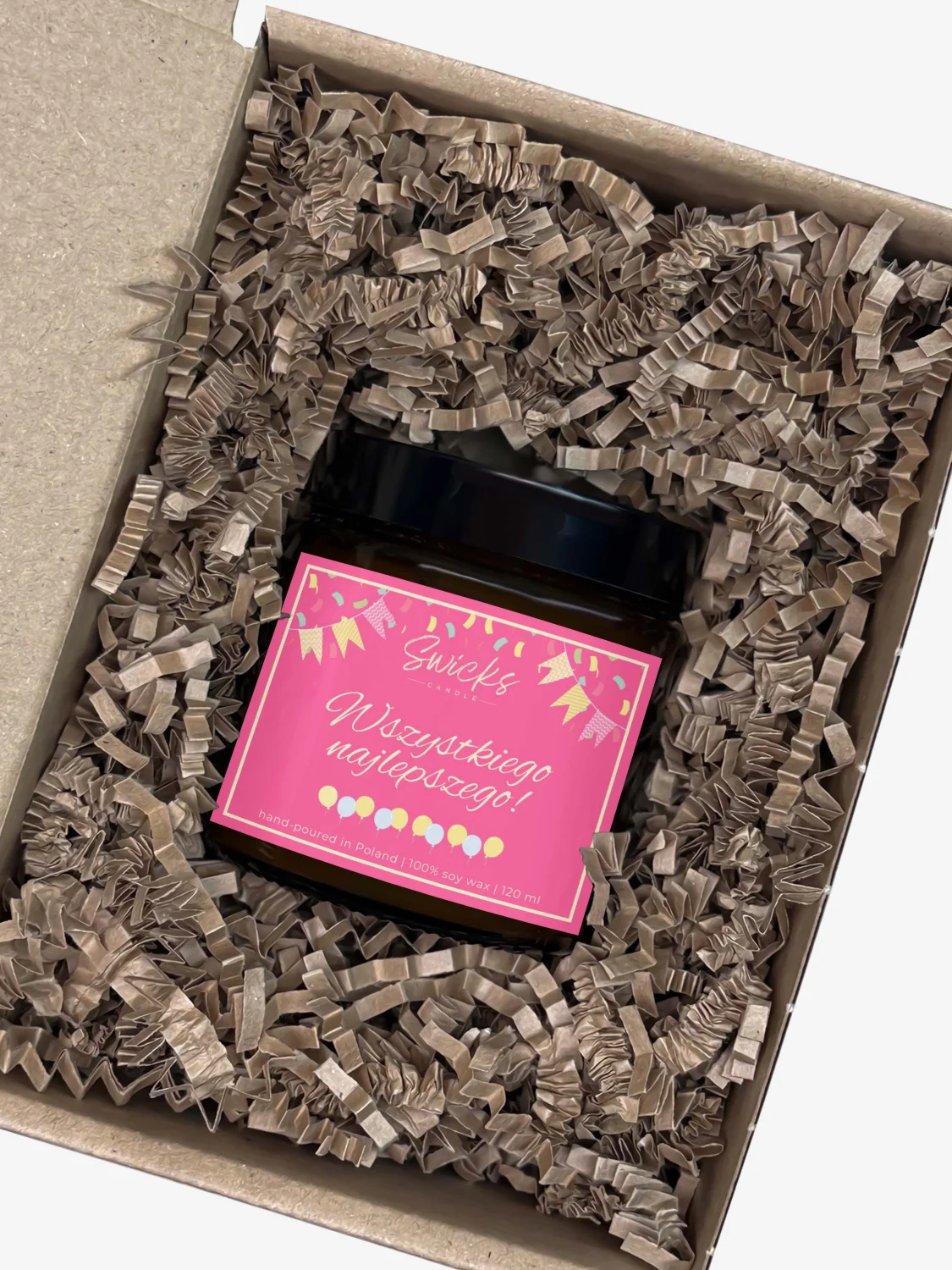 Świeca sojowa WSZYSTKIEGO NAJLEPSZEGO róż 120 ml w pudełku | dowolny zapach