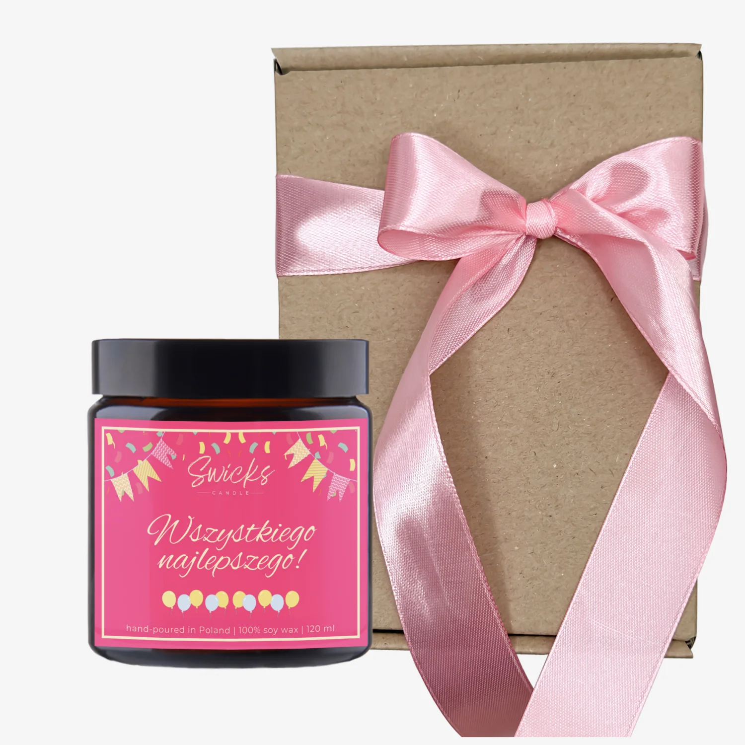 Świeca sojowa WSZYSTKIEGO NAJLEPSZEGO róż 120 ml w pudełku | dowolny zapach