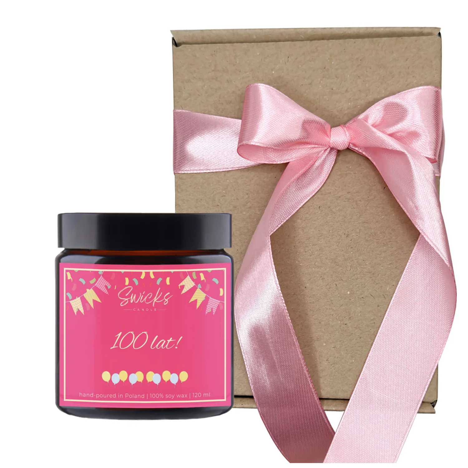 Świeca sojowa STO LAT róż 120 ml w pudełku | dowolny zapach