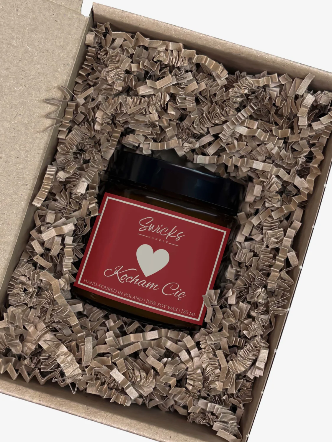 Świeca sojowa KOCHAM CIĘ 120 ml w pudełku | dowolny zapach