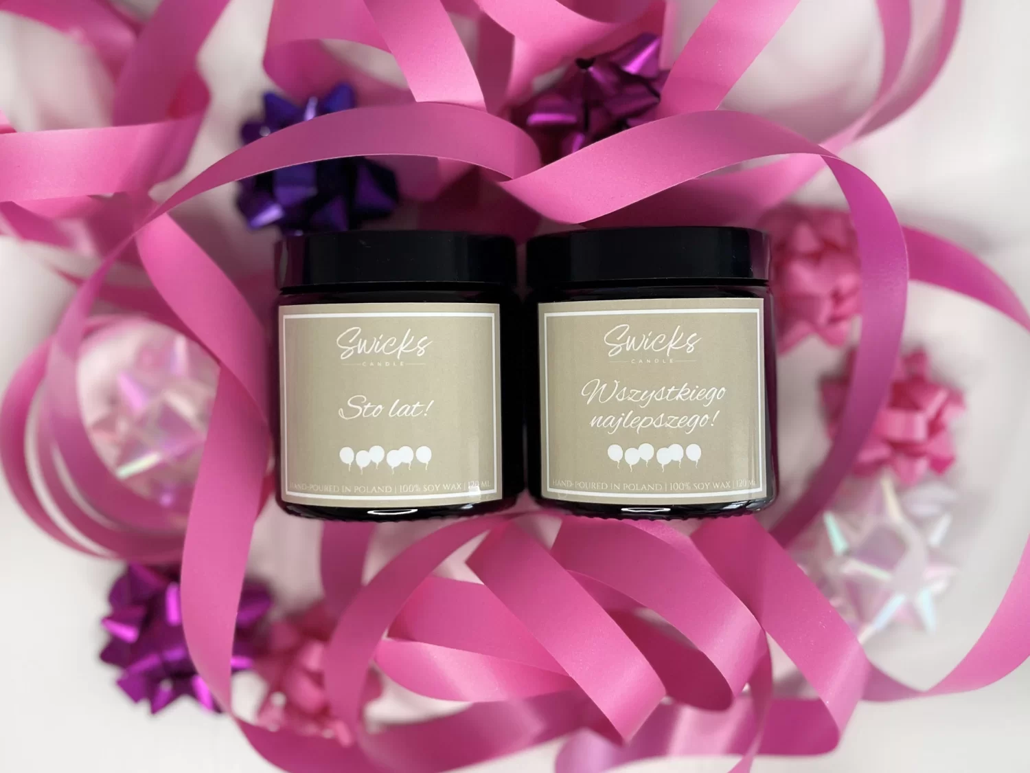 Zestaw świec NA URODZINY 2x120ml | dowolny zapach | brązowe pudełko