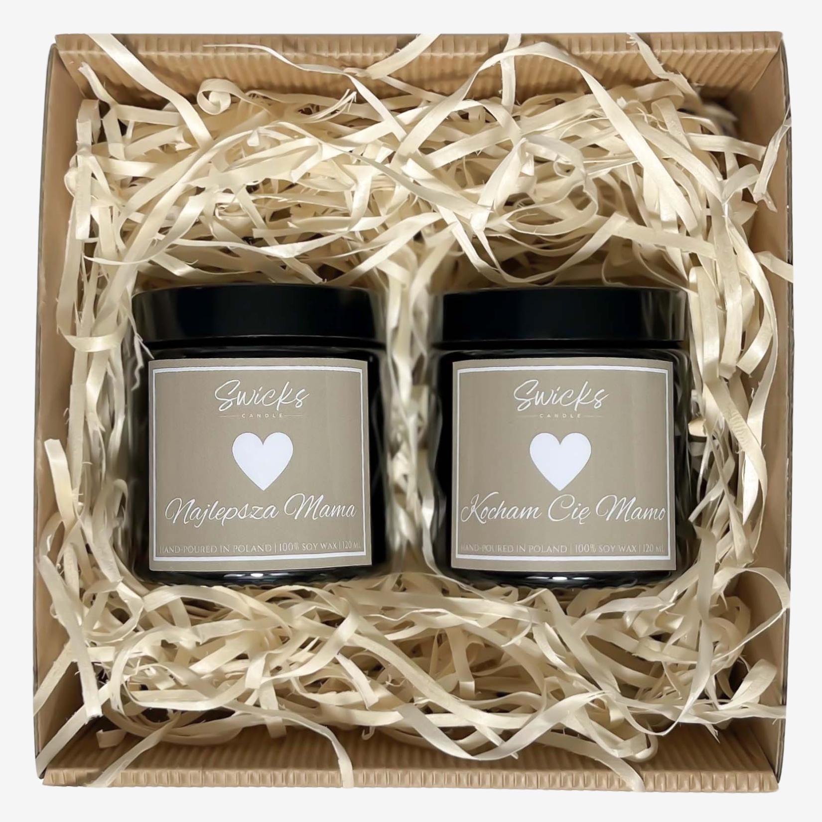 Zestaw świec DLA MAMY 2x120ml | dowolny zapach | brązowe pudełko