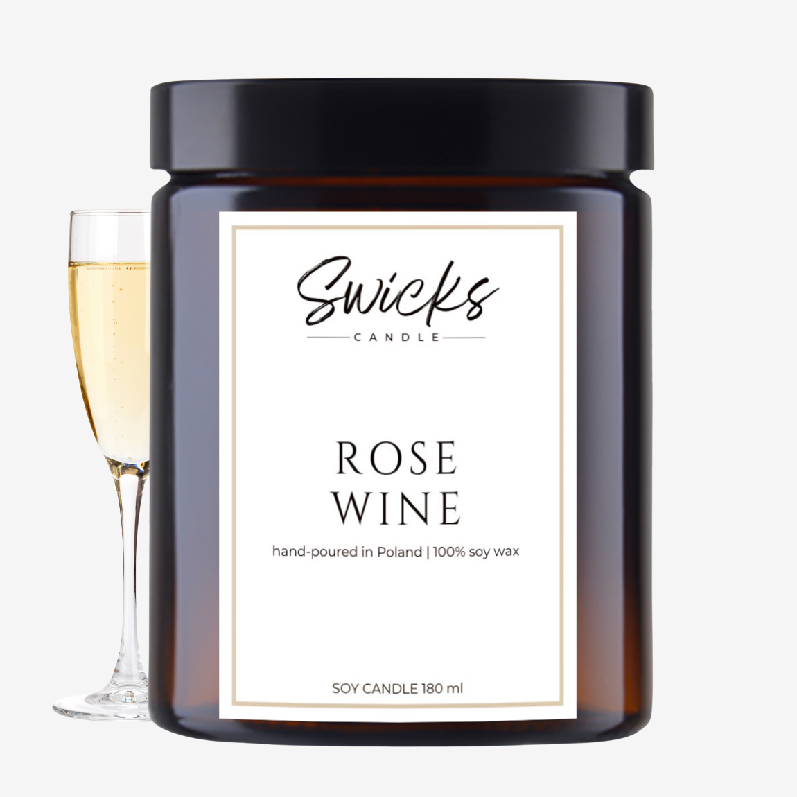 Świeca sojowa ROSE WINE 180 ml