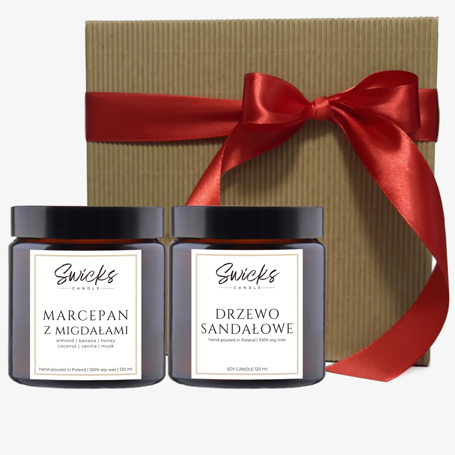 Zestaw świec 2x120ml | dowolny zapach | brązowe pudełko