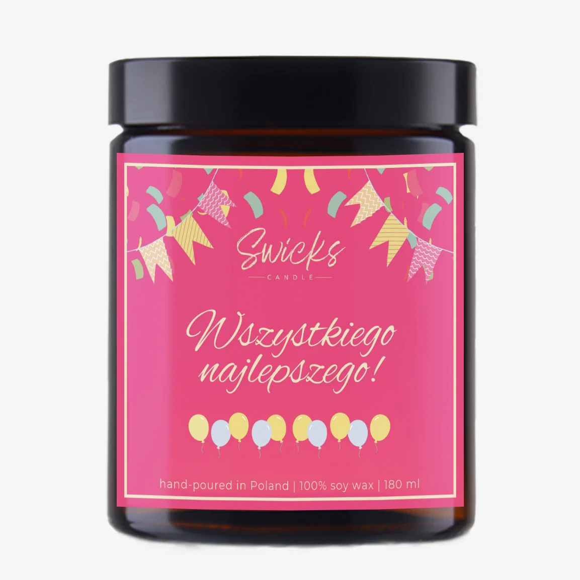 Świeca sojowa WSZYSTKIEGO NAJLEPSZEGO róż 180 ml w pudełku | dowolny zapach