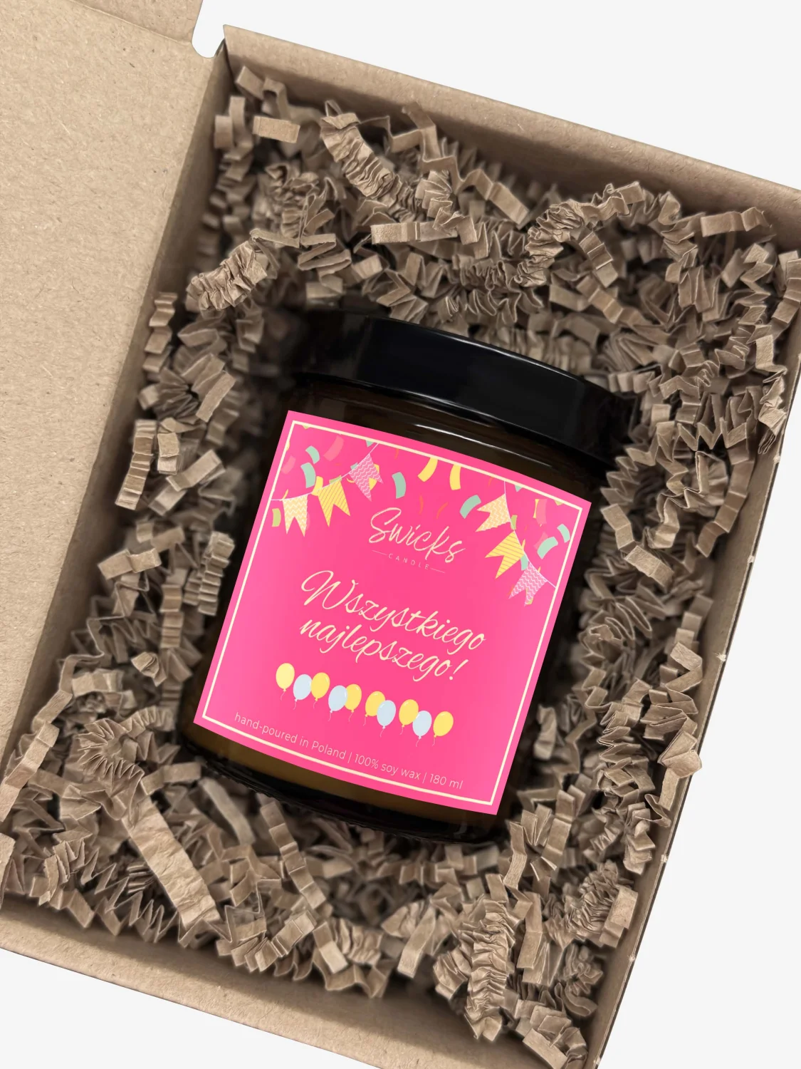 Świeca sojowa WSZYSTKIEGO NAJLEPSZEGO róż 180 ml w pudełku | dowolny zapach