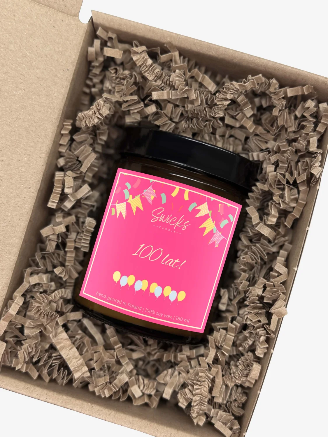 Świeca sojowa STO LAT róż 180 ml w pudełku | dowolny zapach