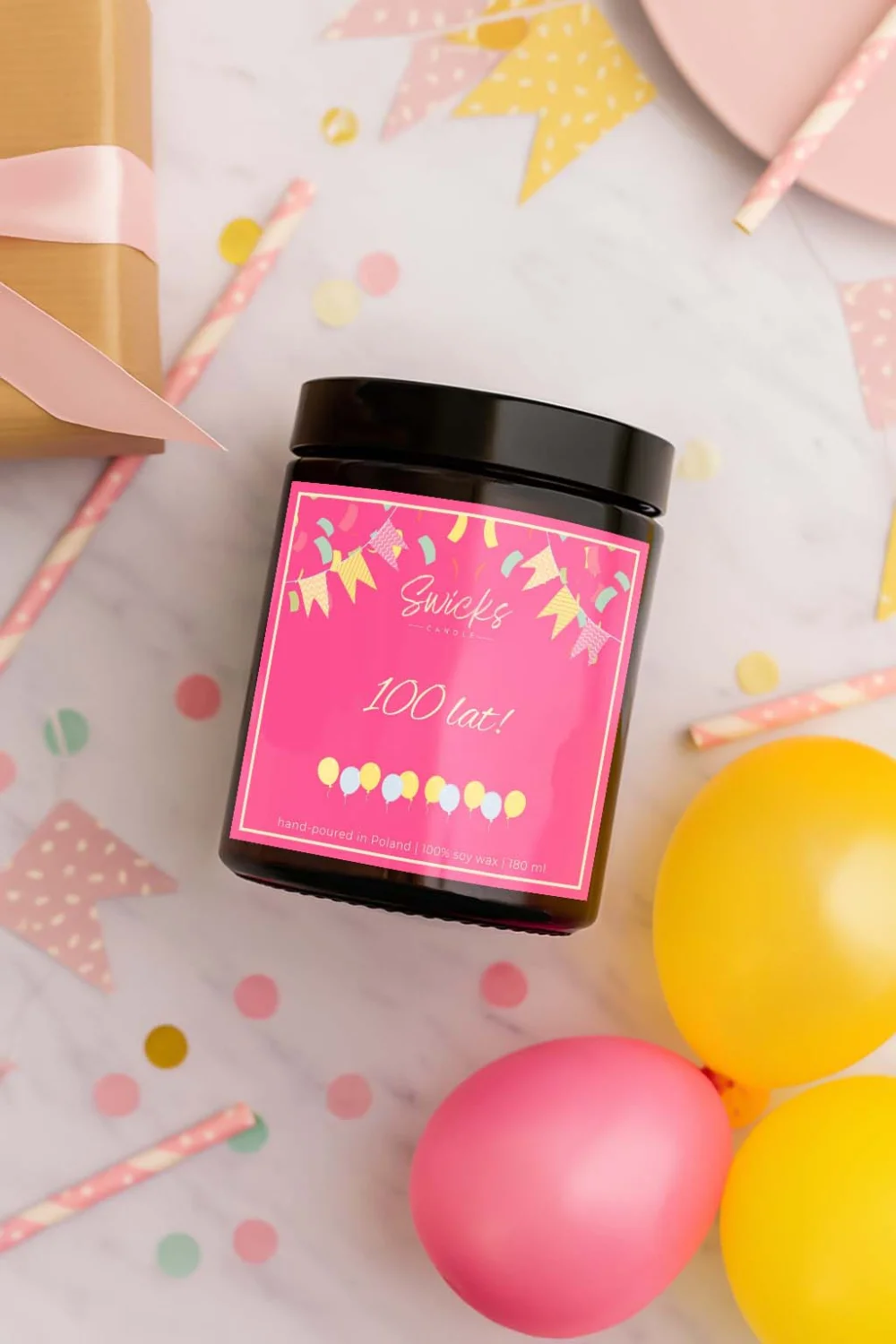 Świeca sojowa STO LAT róż 180 ml w pudełku | dowolny zapach