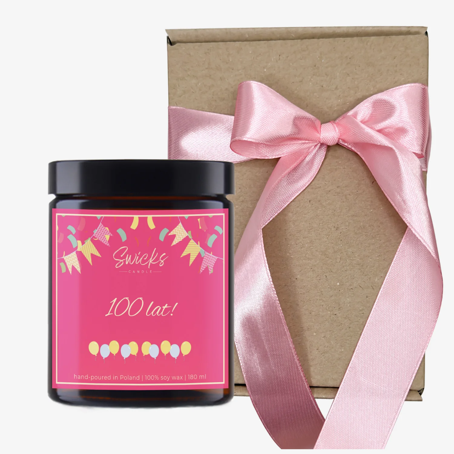 Świeca sojowa STO LAT róż 180 ml w pudełku | dowolny zapach