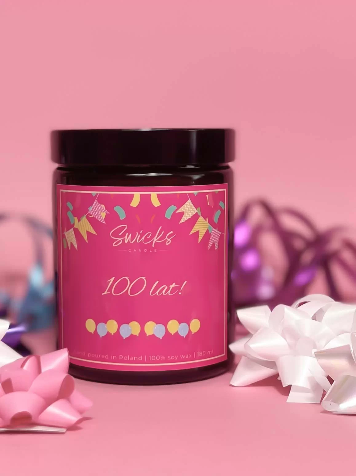 Świeca sojowa STO LAT róż 180 ml