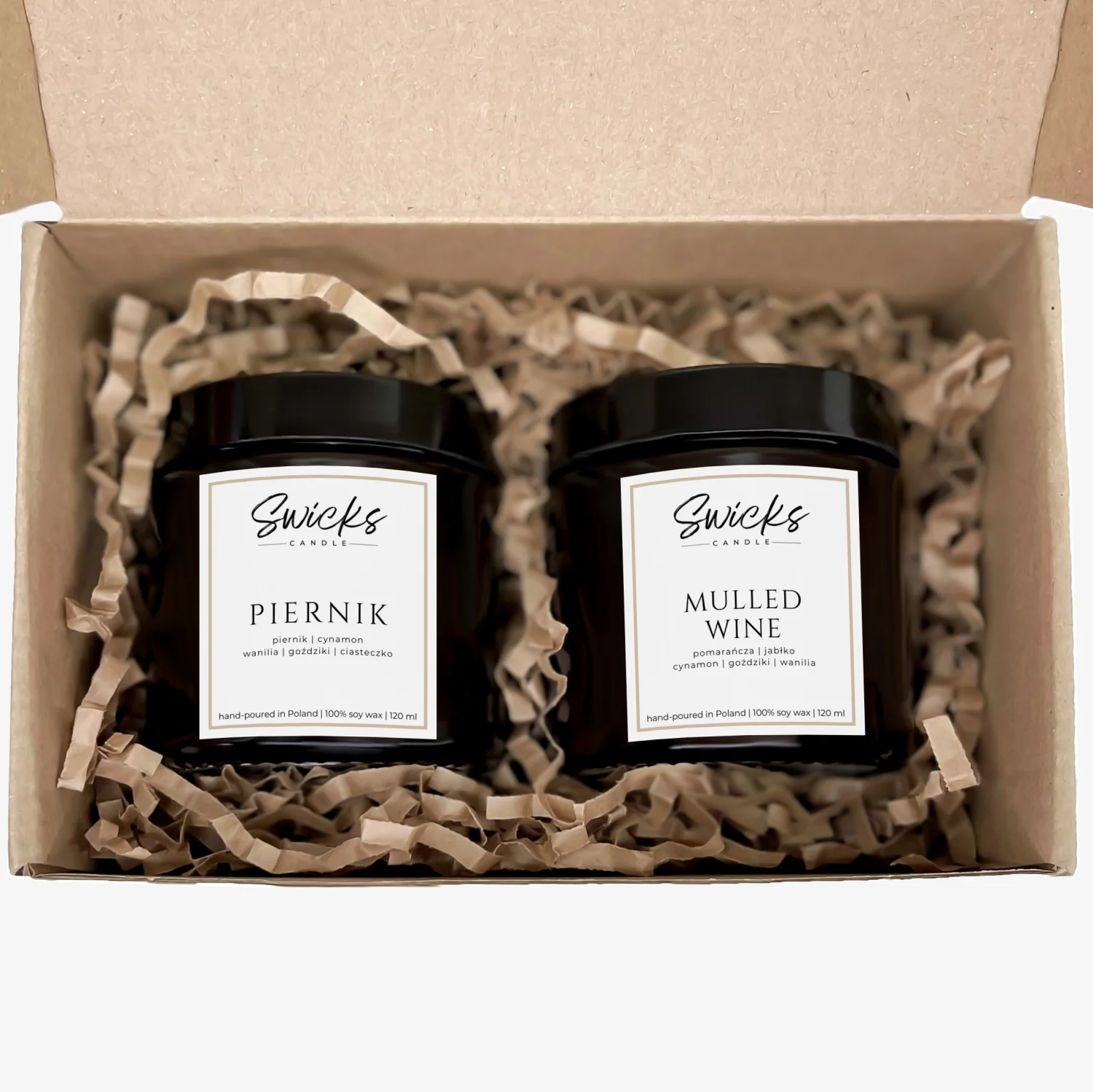 Zestaw świec 2x120ml w pudełku świątecznym | dowolny zapach