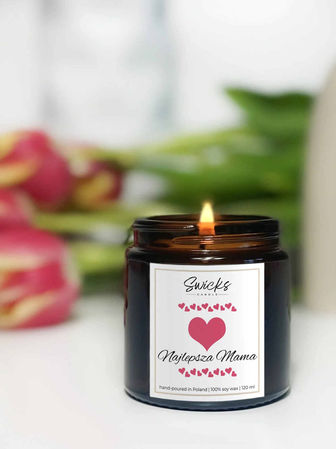 Świeca sojowa z napisem NAJLEPSZA MAMA 120 ml