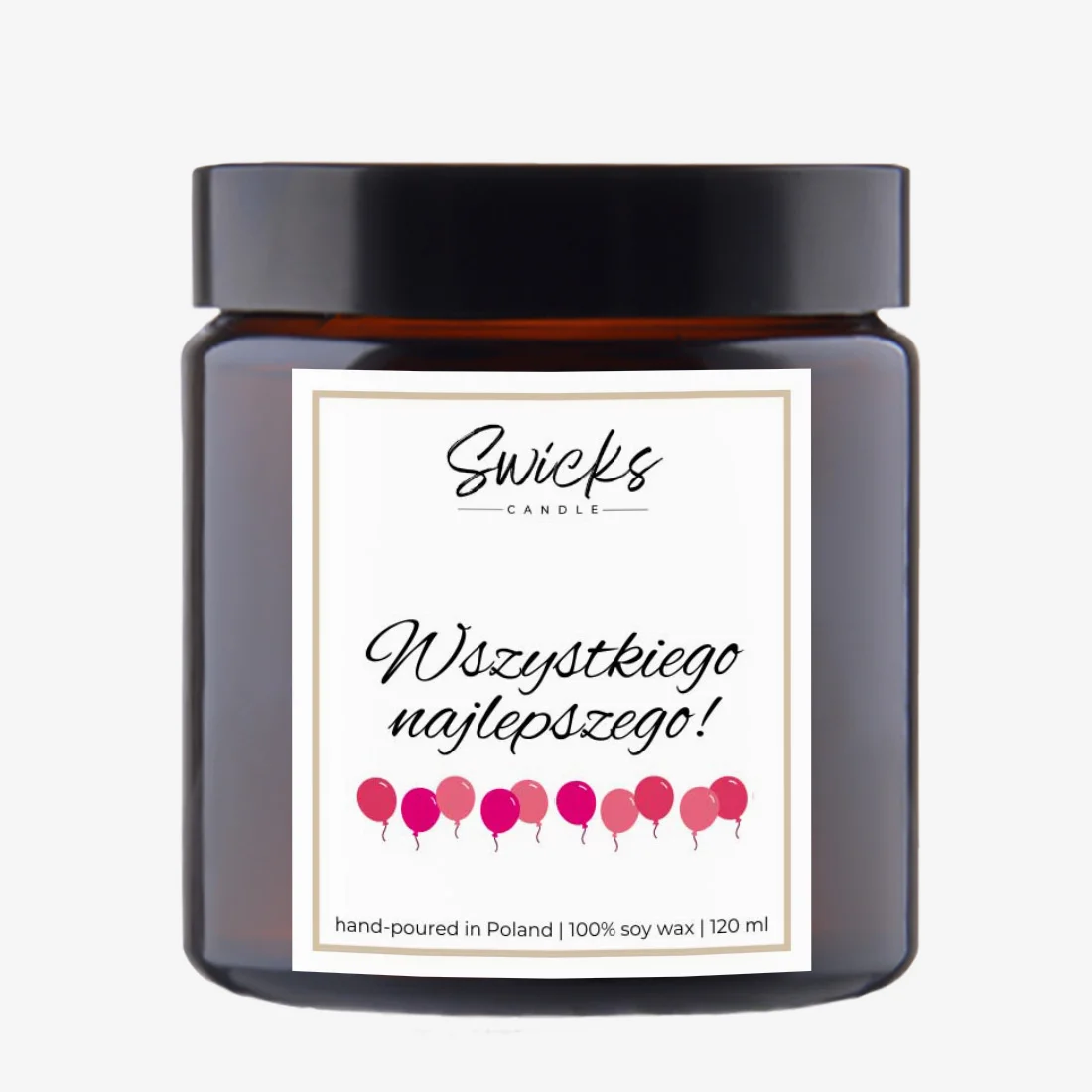 Świeca sojowa z napisem WSZYSTKIEGO NAJLEPSZEGO 120 ml w pudełku | dowolny zapach