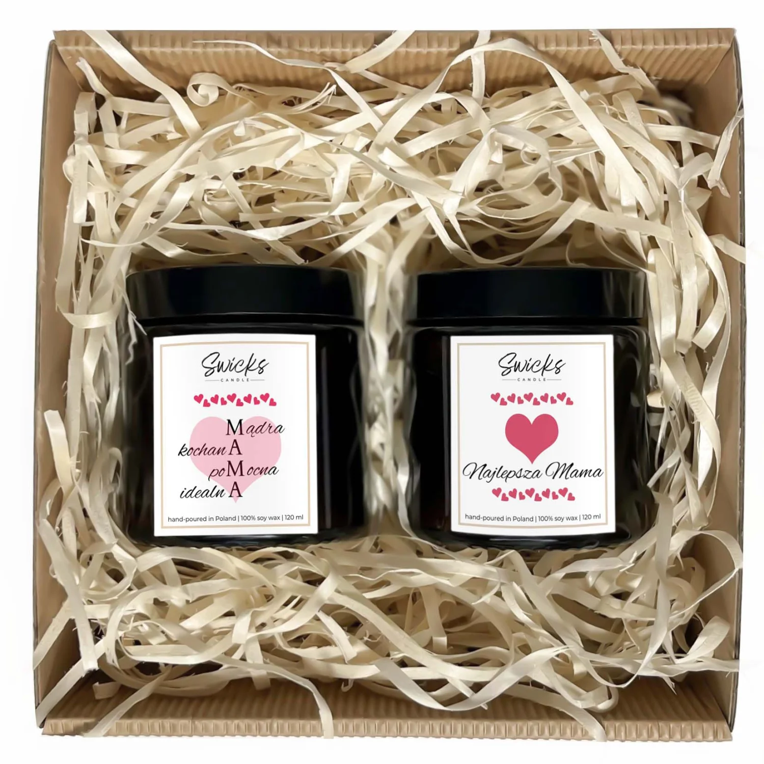 Zestaw świec DLA MAMY 2x120ml | dowolny zapach | brązowe pudełko