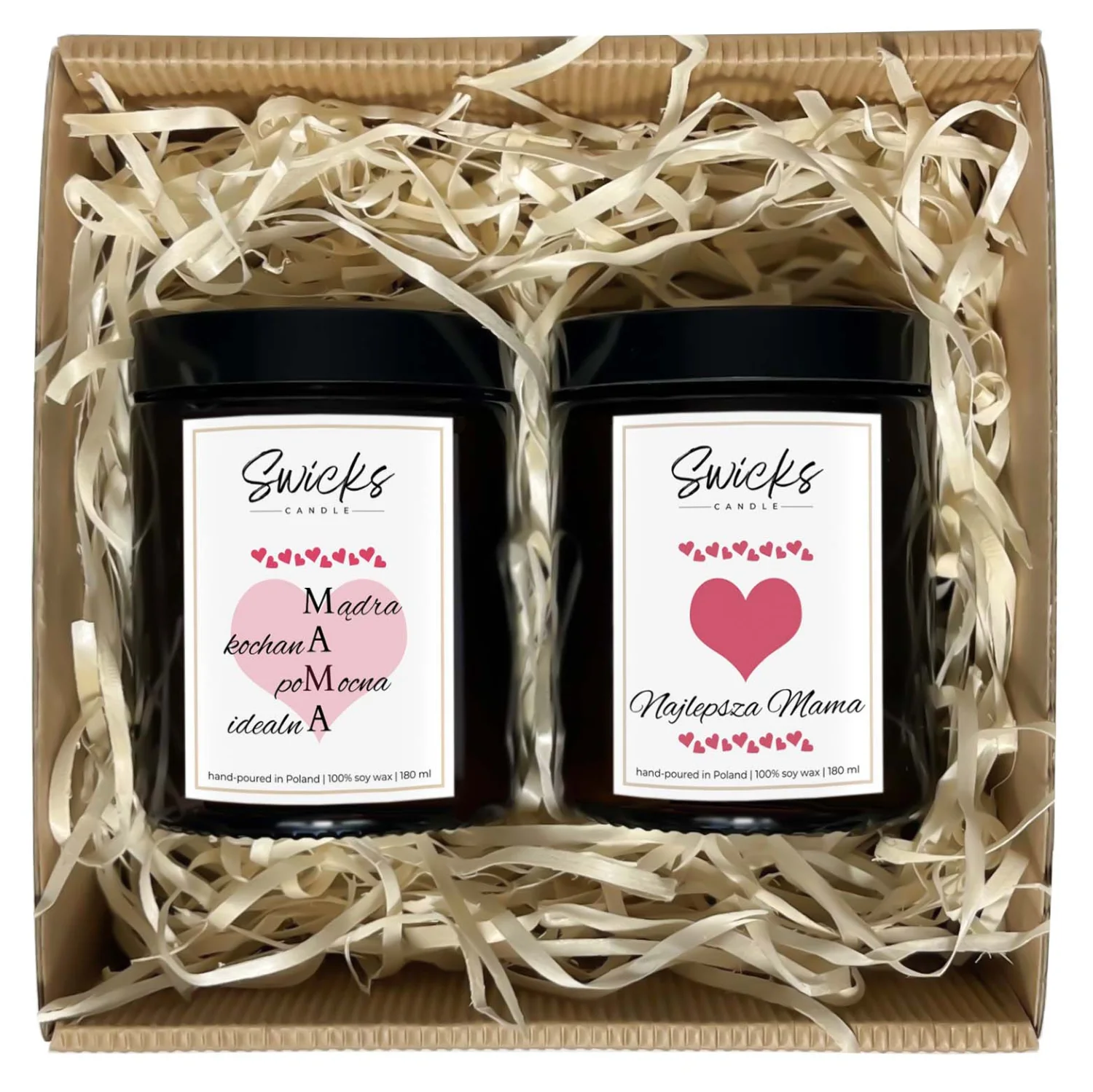 Zestaw świec DLA MAMY 2x180ml | dowolny zapach | brązowe pudełko