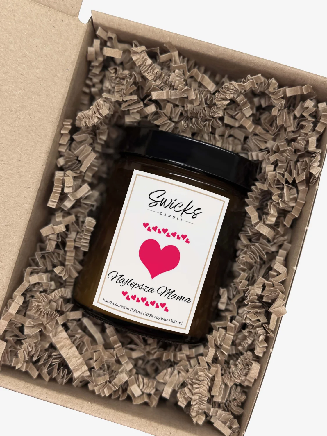 Świeca sojowa NAJLEPSZA MAMA 180 ml w pudełku | dowolny zapach