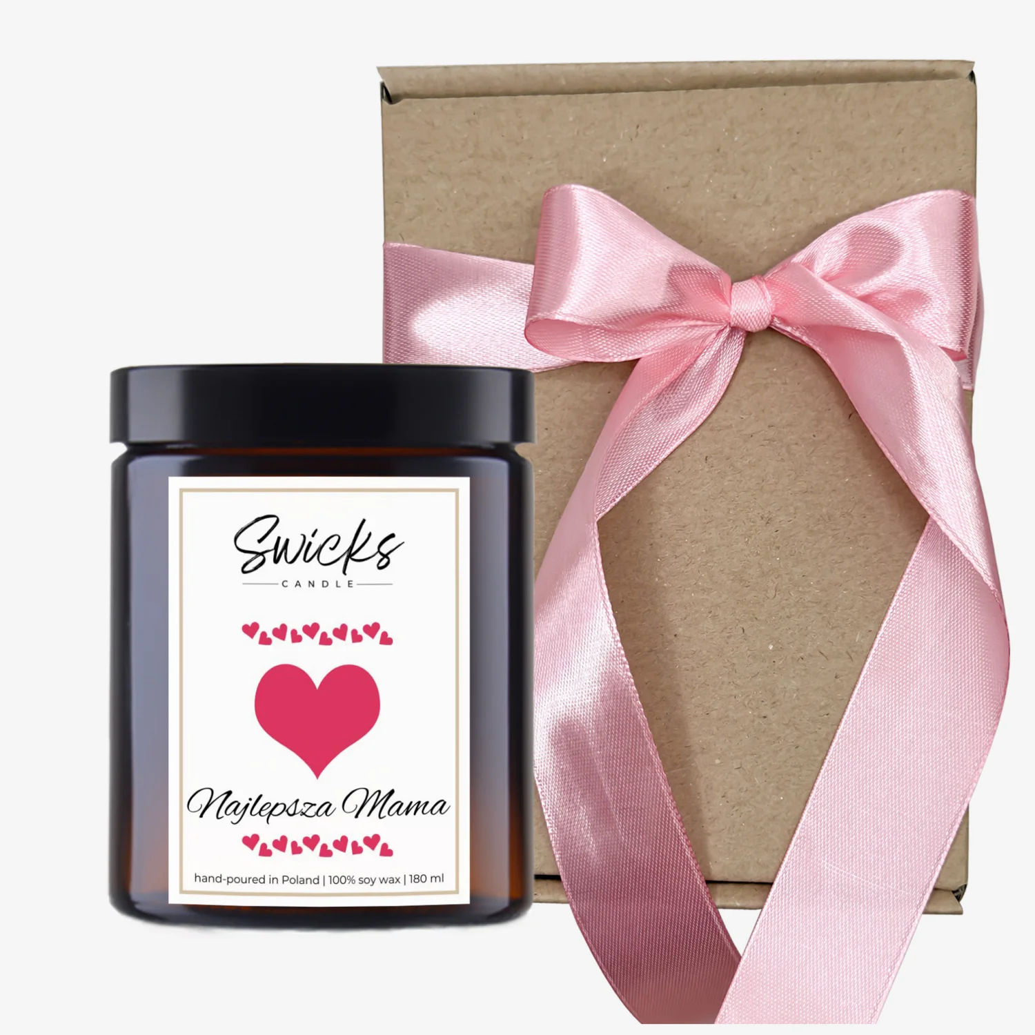 Świeca sojowa NAJLEPSZA MAMA 180 ml w pudełku | dowolny zapach