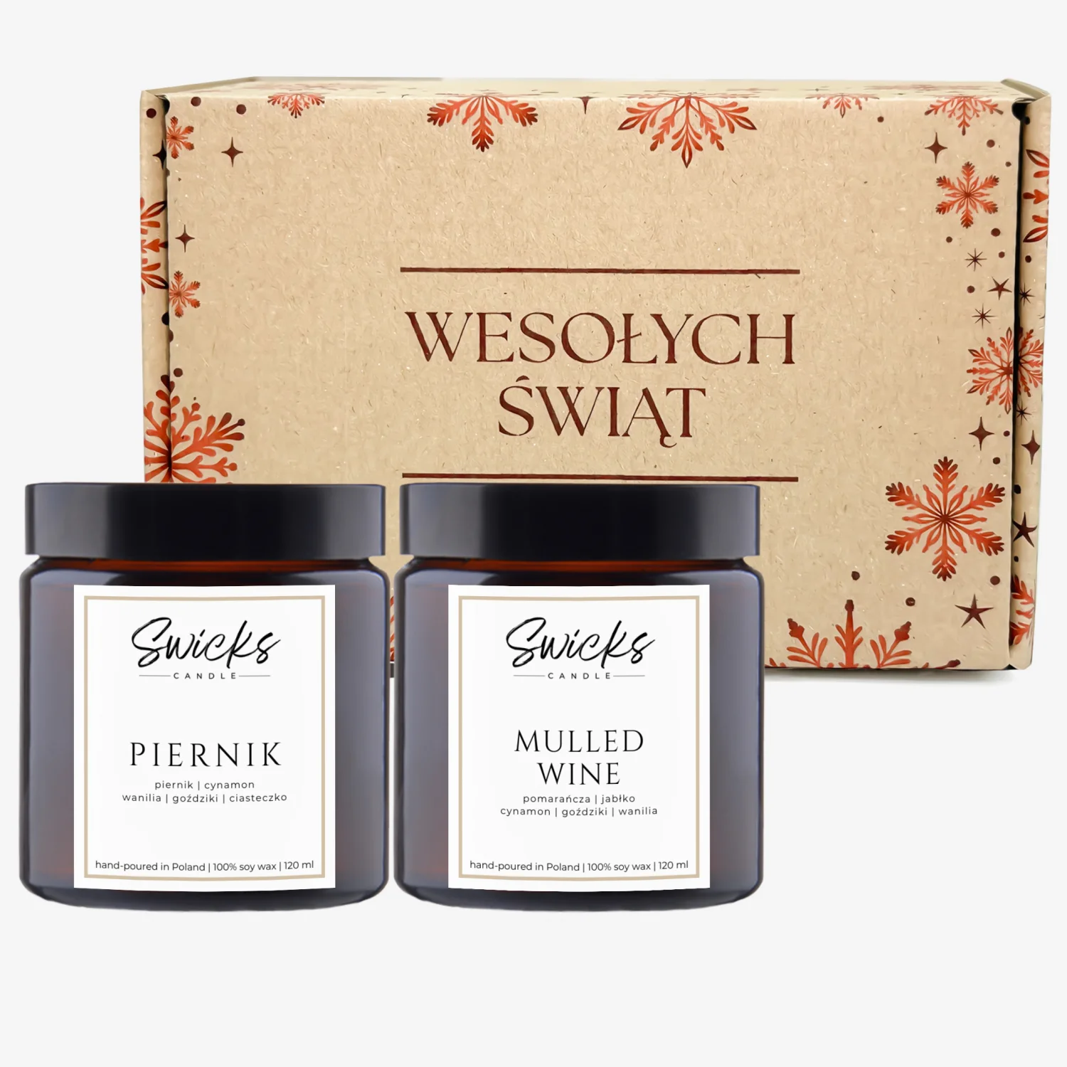 Zestaw świec 2x120ml w pudełku świątecznym | dowolny zapach