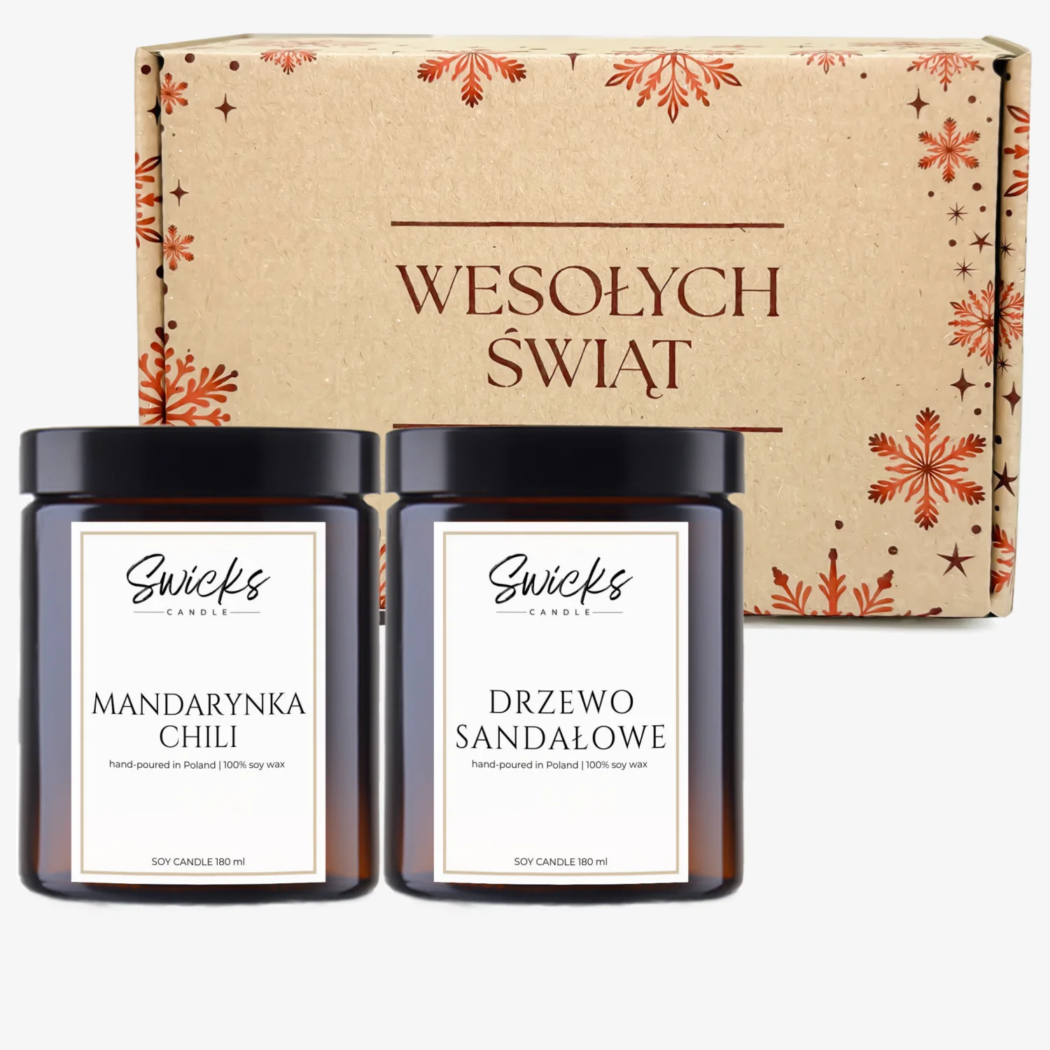 Zestaw świec 2x180ml w pudełku świątecznym | dowolny zapach