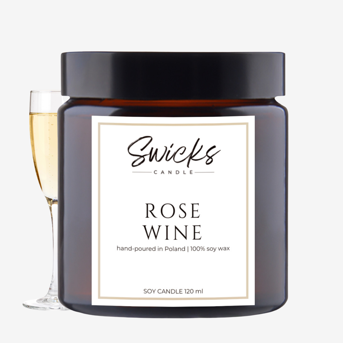 Świeca sojowa ROSE WINE 120 ml